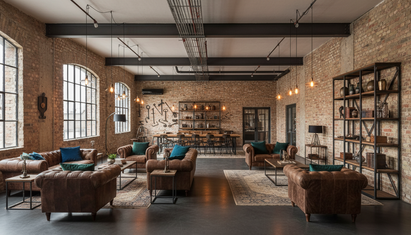 Render arquitectónico 3D de Atelier Acero, estilo Industrial — vista principal del proyecto | infografía D-LINIEX