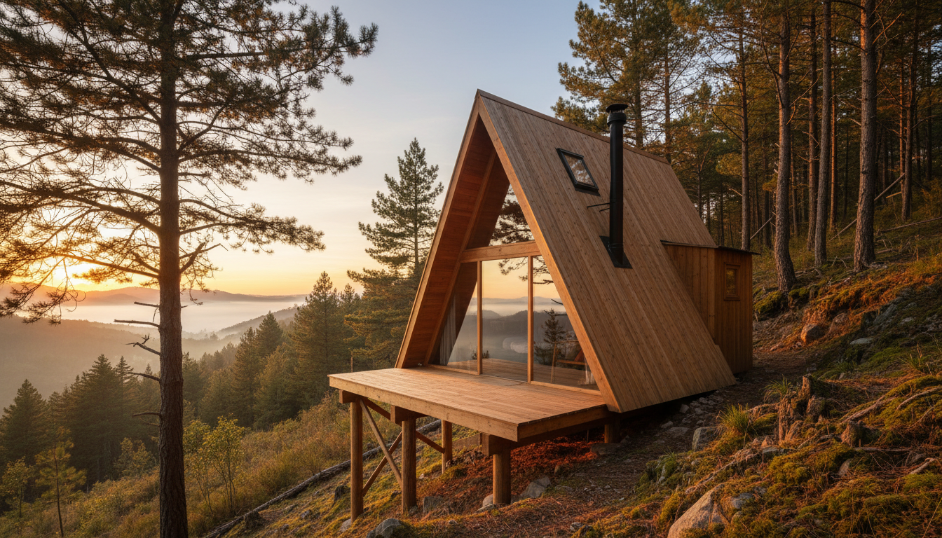 Render arquitectónico 3D de Refugio del Águila, estilo Cabaña — vista principal del proyecto | infografía D-LINIEX